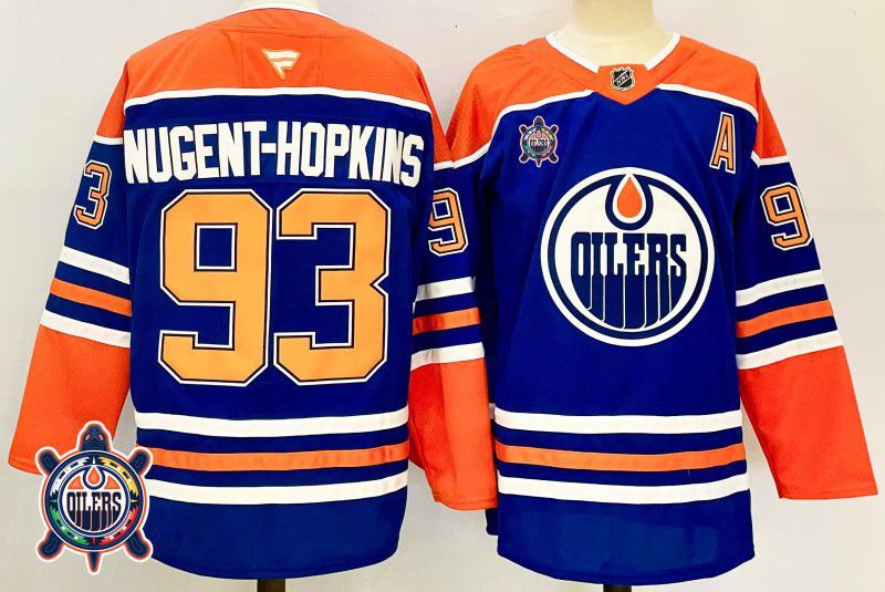 Men Edmonton Oilers #93 Nugent-Hopkins Blue Fanatics 2025 NHL Jersey style 5
